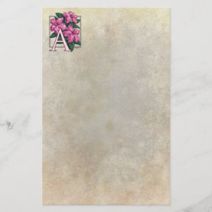 A für das Azaleen-Blumen-Monogramm-Pergament Briefpapier