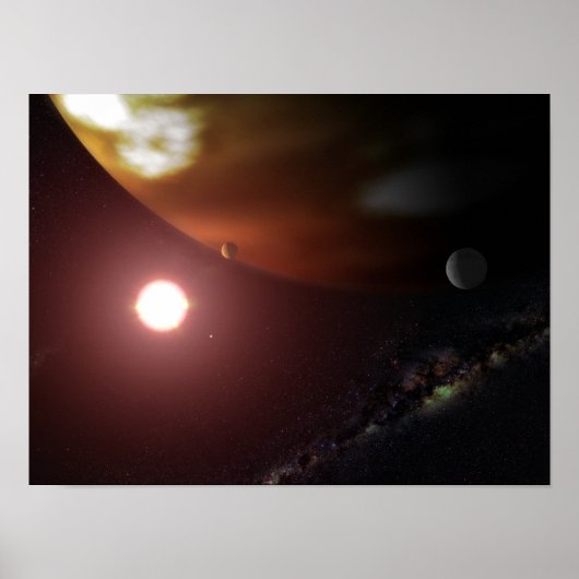 A gas giant planet orbiting a red dwarf star poster (Vorne)