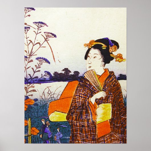A Geisha vom japanischen Woodblock Ukiyo-E Poster (Vorne)