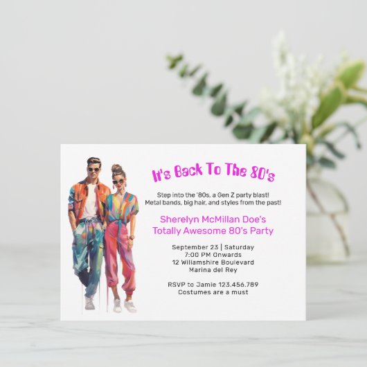 A Gen Z Totally 80er Party Einladung (Stehend Vorderseite)