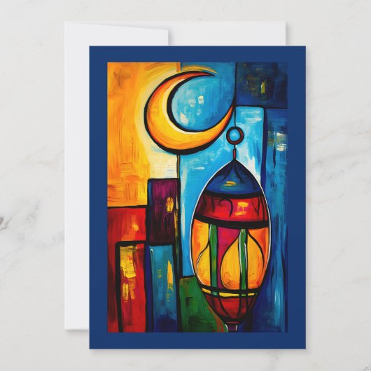 A Geometric Ramadan Lantern in Abstrakten Farben Einladung (Vorderseite)