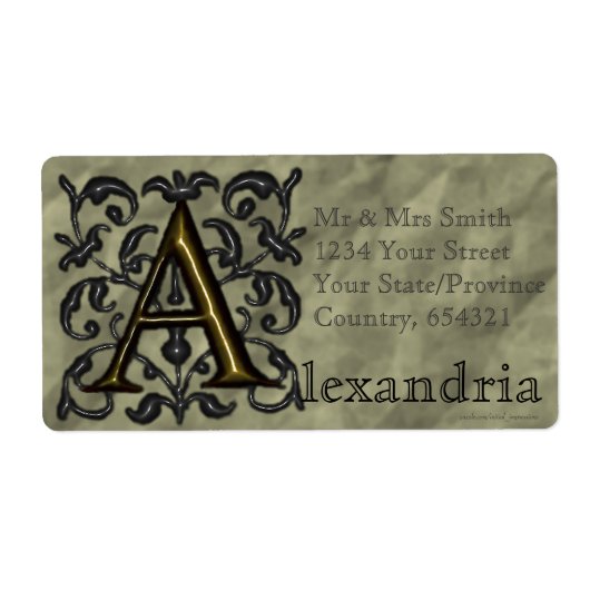 A - geprägtes Vintage-Monogramm (Gold) (Vorne)