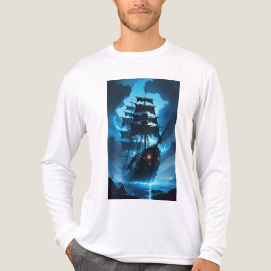 a ghost ship, a pirate ship, a foggy ship, the Fly Tri-Blend Shirt (Vorderseite)
