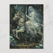 A Ghost Woman on Abandoned Carousel Horse Postkarte (Vorderseite)