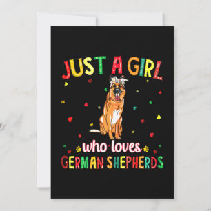 A Girl Who Loves German Shepherds Dog Dankeskarte