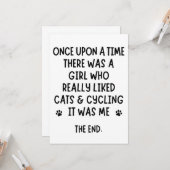 A girl who really liked Cycling and cats. Karte (Vorderseite/Rückseite Beispiel)