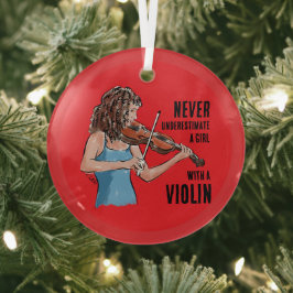 A Girl with a Violin Ornament Aus Glas