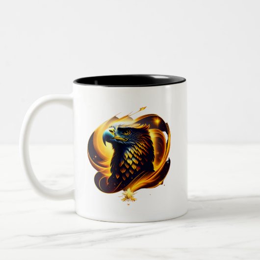A Gold Eagle Head  Zweifarbige Tasse (Links)