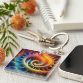 A Golden Spiked mandelbrot Set Fractal Schlüsselanhänger (Vorderseite rechts)