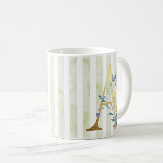 A, Goldvorstufe auf blau-weiß Streifen Kaffeetasse (VorderseiteRechts)