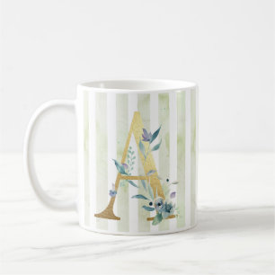 A, Goldvorstufe auf blau-weiß Streifen Kaffeetasse