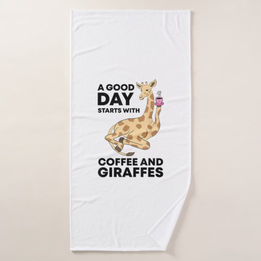 A Good Day Starts With Coffee & Giraffe Gift Funny Badehandtuch (Badehandtuch)