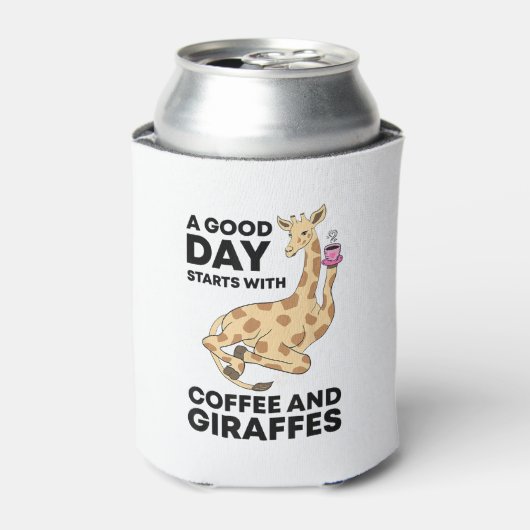 A Good Day Starts With Coffee & Giraffe Gift Funny Dosenkühler (Kanne Vorderseite)