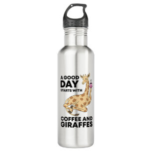 A Good Day Starts With Coffee & Giraffe Gift Funny Edelstahlflasche