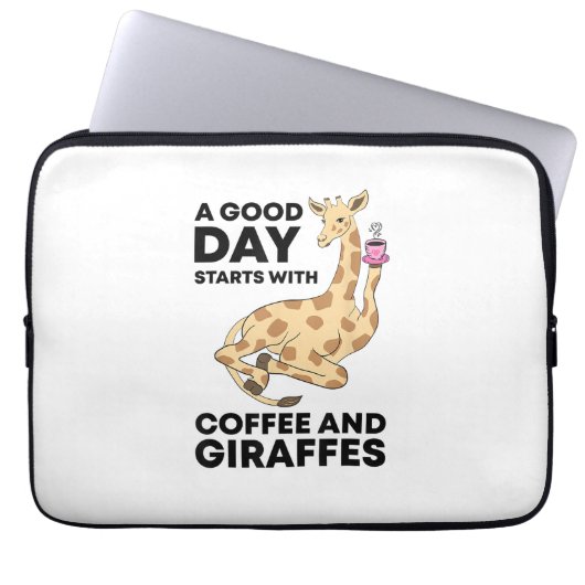 A Good Day Starts With Coffee & Giraffe Gift Funny Laptopschutzhülle (Vorderseite)