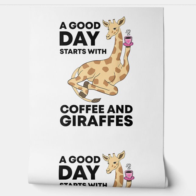 A Good Day Starts With Coffee & Giraffe Gift Funny Tapete (Abrollen)