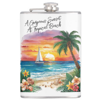 A Gorgeous Sunset At Tropical Beach, Vacation, Flachmann