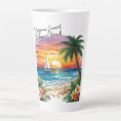 A Gorgeous Sunset At Tropical Beach, Vacation, Milchtasse (Vorderseite)