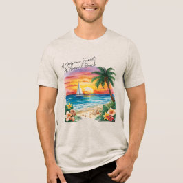 A Gorgeous Sunset At Tropical Beach, Vacation Tri-Blend Shirt