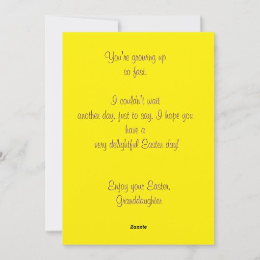 A GRANDDAUGHTER'S PERSONALIZED EASTER CARD FEIERTAGSKARTE (Rückseite)