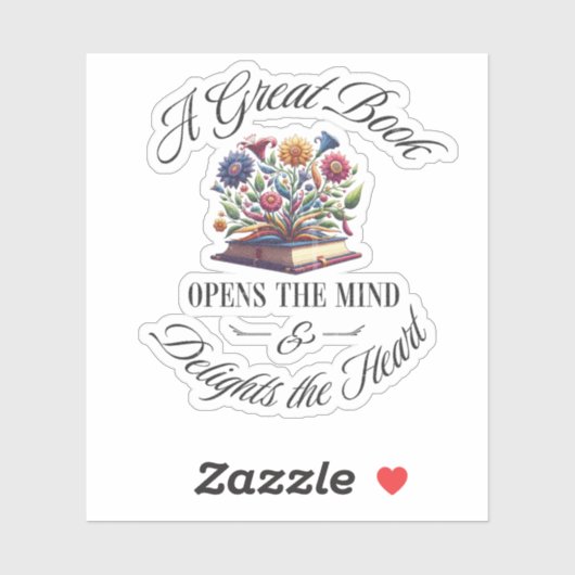 A Great Book Delights Floral Aufkleber (Blatt)