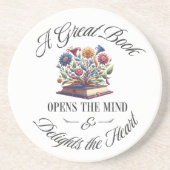 A Great Book Delights Floral Coaster Getränkeuntersetzer (Vorne)