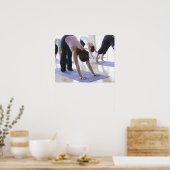 a group of women practicing yoga in a bright poster (Küche)