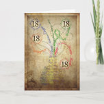 A grungy 18th birthday card karte<br><div class="desc">A grungy,  distressed,  birthday card.The vase and flowers are made of writing!</div>