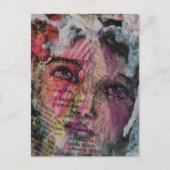 A grungy face mixed media collage postkarte (Vorderseite)