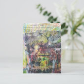 A grungy face verbs mixed media collage postkarte (Stehend Vorderseite)