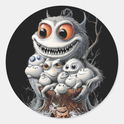 A Halloween sticker. Monsters are waiting for you! Runder Aufkleber (Vorderseite)
