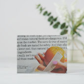 A Hand Holds Orange Long Ingredients List  Postkarte (Stehend Vorderseite)