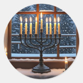 A Hanukkah Winter Night Runder Aufkleber (Vorderseite)