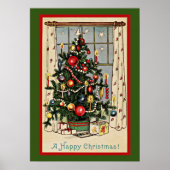 A Happy Christmas, vintage illustration, Poster (Vorne)