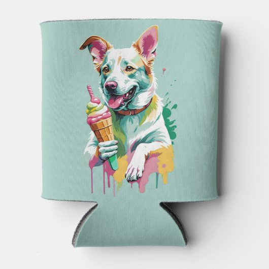 A Happy Dog eating an ice-cream Dosenkühler (Vorderseite)