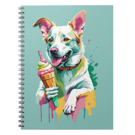 A Happy Dog eating an ice-cream Notizblock