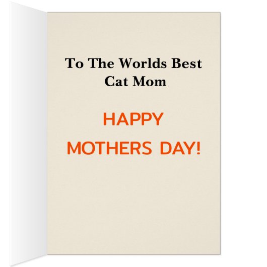 A+ Happy Mütter Day to World Best Cat Mama Card (Innen (Rechts))