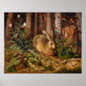 A Hare in Forest von Hans Hoffmann Poster (Vorne)