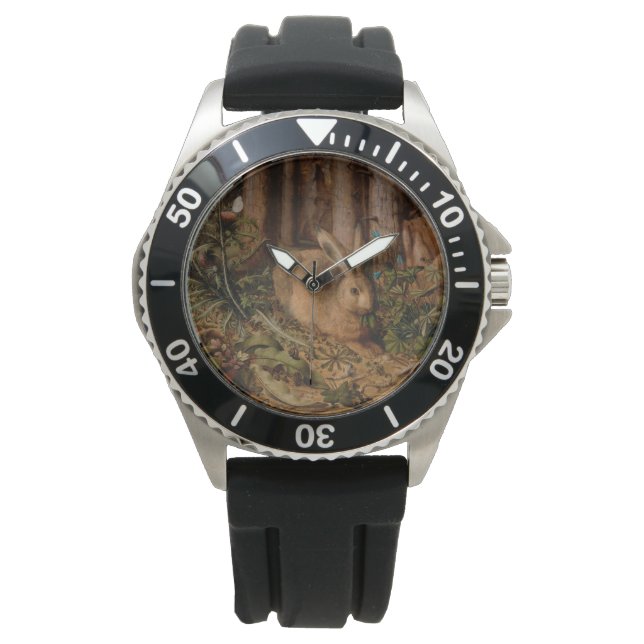 A Hare in the Forest (von Hans Hoffmann) Armbanduhr (Vorderseite)