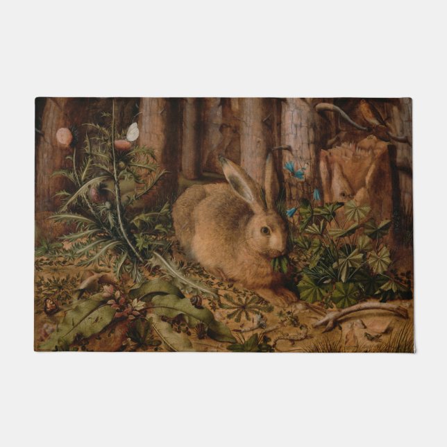 A Hare in the Forest (von Hans Hoffmann) Fußmatte (Vorderseite)
