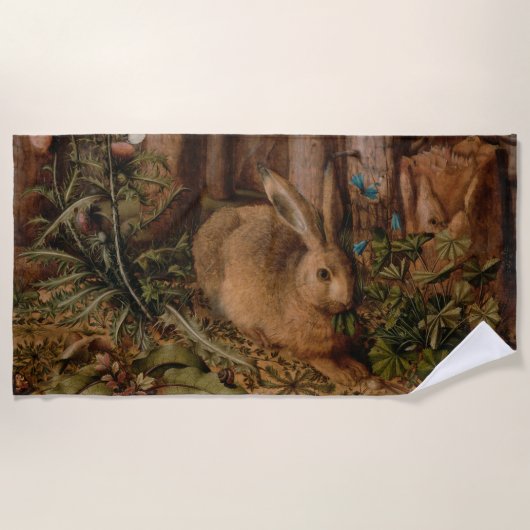 A Hare in the Forest (von Hans Hoffmann) Strandtuch (Vorderseite)