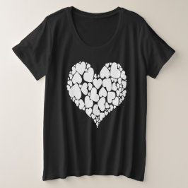 A Heart Of Hearts Romantic Design Monotone White Große Größe T-Shirt
