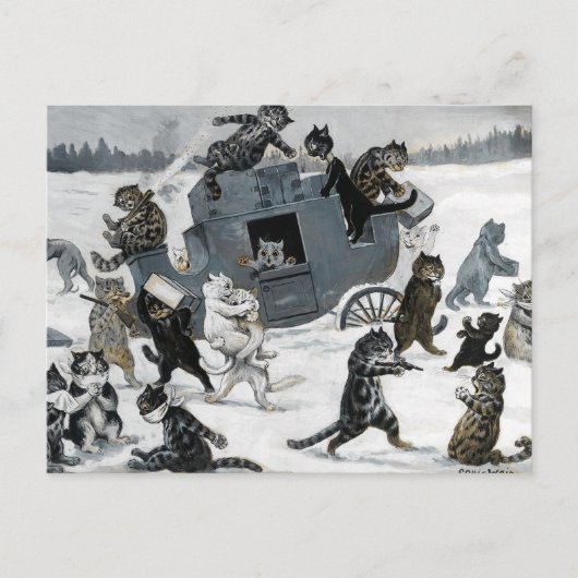 A Highway Robbery von Louis William Wain Postkarte (Vorderseite)