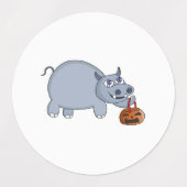 A Hippo with a Pumpkin Bag Etiketten (Design 2)