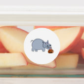 A Hippo with a Pumpkin Bag Etiketten (Befestigt)