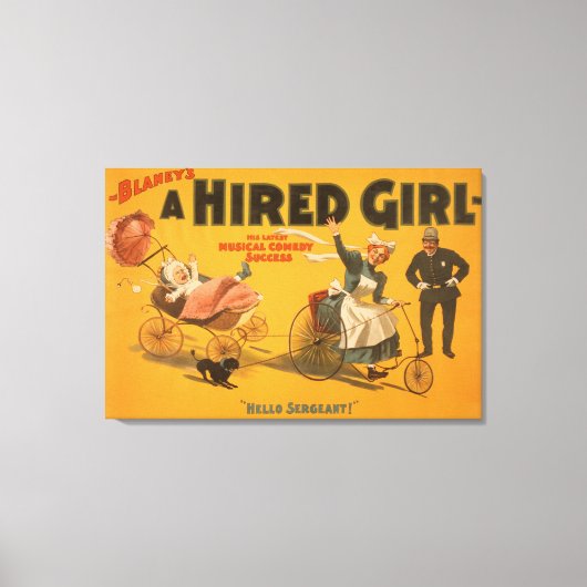 "A Hired Girl" Comedy Success Theater Poster Leinwanddruck (Vorderseite)