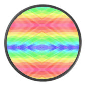A hockey puck with a vibrant, symmetrical rainbow  (Vorderseite)
