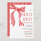 A holly jolly Pink Red Coquette Bow christmas Einladung (Vorne/Hinten)