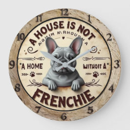 A House Is Not Home Without a French Bulldog  Große Wanduhr