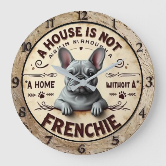 A House Is Not Home Without a French Bulldog Große Wanduhr (Vorderseite)